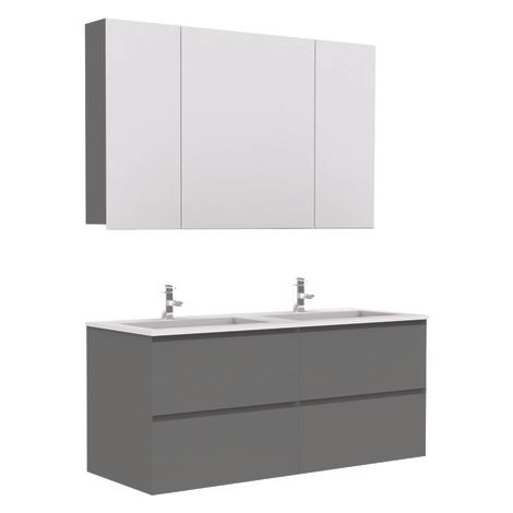 ONDEE - Mueble de baño suspendido colección MAX - Entregado montado - Ancho 120cm - Antracita brillante (1/3)