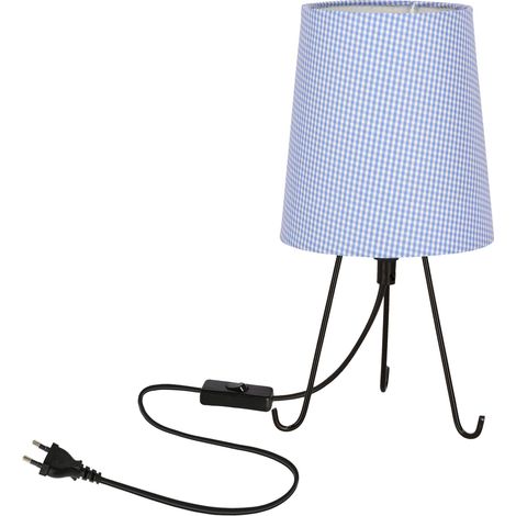 Lampe à poser Smally noire abat-jour bleu décor E14 40W (1/2)