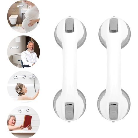 2 Pièces Ventouse de Poignée Douche,Poignée Ventouse,Poignee Securite Salle de Bain,Barre de Maintien Douche,Poignée Baignoire de Sécurité,Barre d'appui WC,Poignée baignoire de sécurité (1/5)