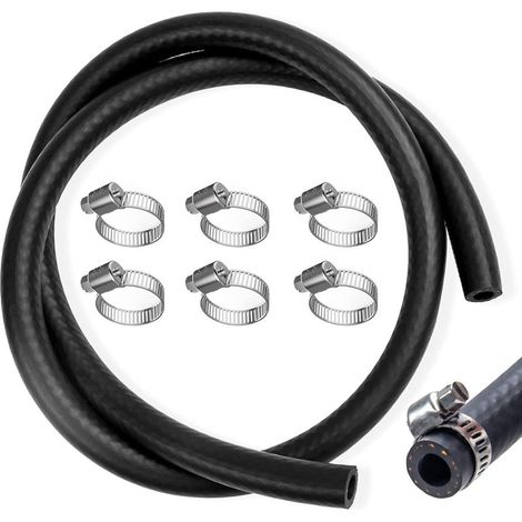 Kit de manguera de combustible de 1 metro, Ø 10 mm, con 6 abrazaderas. Manguera de combustible para gasolina, ideal para coches, motocicletas, tractores y motores pequeños. (1/4)