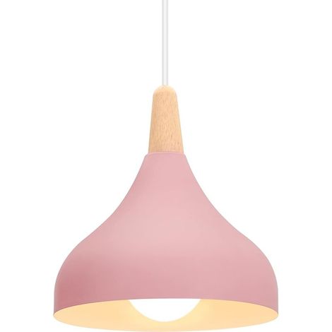 Lustre Suspension Rétro Suspension Luminaire Moderne Style Goutte Chapeau Plafonnier Métal Lampe Suspension Pour Chambre Salle À Manger Cuisine, Ø 20cm (Rose 1 Pack) (1/3)