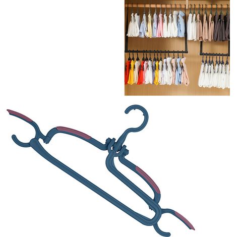 Cintre multifonctionnel antidérapant et sans coutures, rotatif, en plastique, pour pantalons, bleu et rouge. (1/5)