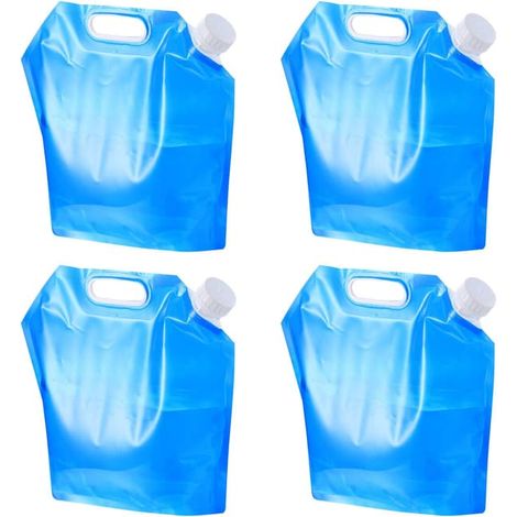 Ecleanfy - Lot de 4 gourdes pliables de 5 L pour voiture, idéales pour les activités de plein air : sport, randonnée, camping, barbecue, pique-nique (bleu) (1/5)