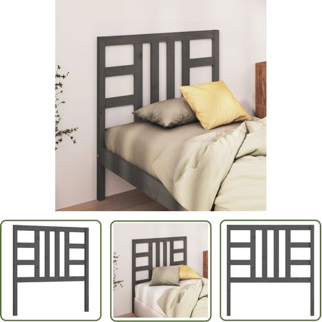 SKM Tête de lit Gris 96x4x100 cm Bois massif de pin (1/5)