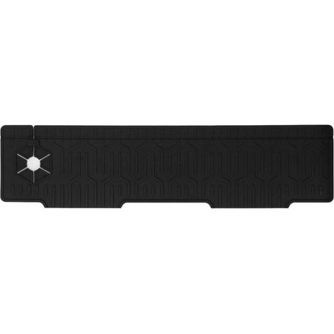 Robinet Tapis En Silicone Double Face Résistant À L'eau Évier Splash Garde Tapis Réglable Trou Design Premium Matériel pour Cuisine Salle De Bains 60x15cm (Noir) (1/5)