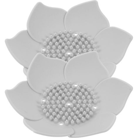 Set aus 2 blumenförmigen Seifenschalen, selbstentleerender Seifenhalter und Seifenbehälter für den Haushalt – Grau (1/4)