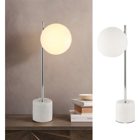 Lámpara de mesa Åsa mármol cristal opal cromado E27 (1/5)