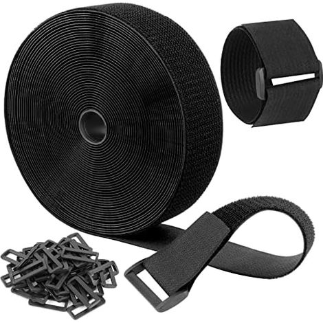 Sangles de Câble Réglables 12m avec 40 Boucles, Sangle Fixation à Crochet et Boucle Pour la Gestion des Câbles, Aongueur Coupe Libre, Attaches Réutilisables en Nylon(12m x 5cm) - 5cm (1/5)