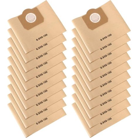 Bolsas para aspiradora, paquete de 20 bolsas rectas para aspiradora, bolsas de filtro de papel, para Karcher 6.959-130.0 WD3/WD3P/MV3/A2204/A2204/A2534/SE 4001/SE 4002 (1/5)