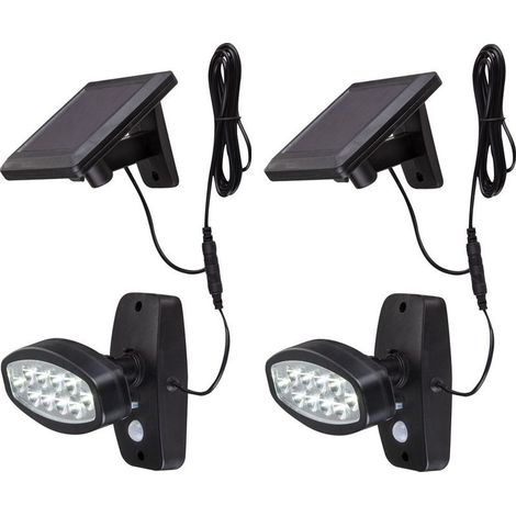 Spot solaire extérieur étanche 10 LED – Lampe d'ambiance avec capteur – Éclairage allée jardin,2 pièces (1/4)