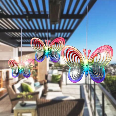 Windspiel aus Kunststoff mit Schmetterlingsmotiv, reflektierend, drehbar, zum Aufhängen, bringt Freude in den Garten (1/5)