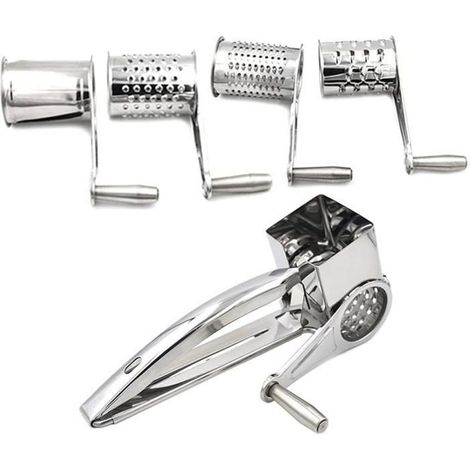 4 Pièces Râpe à Fromage Manuelle, Inox 430, 4 Lames Interchangeables, Râpe Multifonction pour Gruyère et Fromages Durs