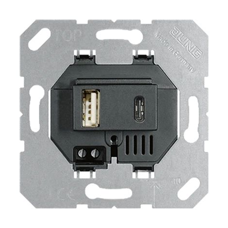 Jung Chargeur USB, 1 x type A + 1 x type C, noir USB 15 CA SW