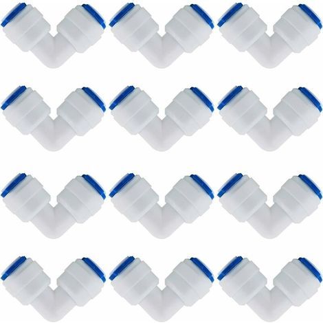 12-teiliges Zubehörset für Umkehrosmose-Wasserfilter: 1/4-Zoll-90°-Winkel-Schnellkupplungen für Wasserleitungen und Kühlschrankschläuche (1/5)