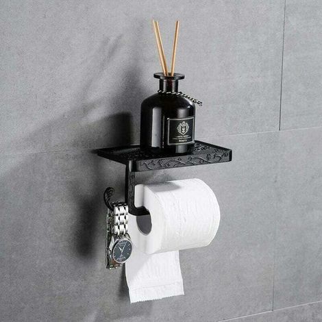 Dérouleur papier toilette, porte-papier toilette mural, support pour papier toilettes, porte-rouleau de papier hygiénique couleur noir bronze (1/4)