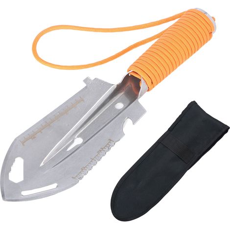 Pelle de Randonnée Multifonction en Acier Inoxydable pour Jardinage et Survie en Plein Air, Couleur Orange