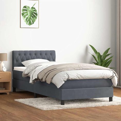 Boxspringbett mit Matratze Dunkelgrau 80x220 cm Samt