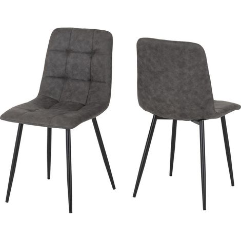 Fenton Dining Chair (Pack of 2) - L53 x W44 x H86.5 cm - Dark Grey