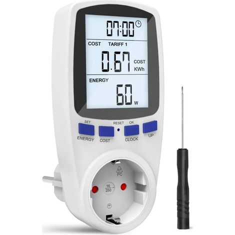 Gafild Medidor de costo energético, Medidor de potencia digital con pantalla LCD grande (1/4)