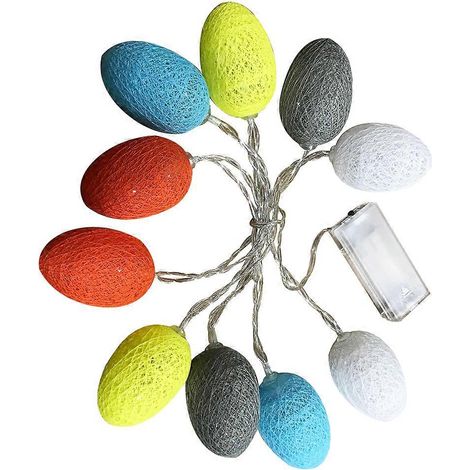 Guirlande lumineuse à piles en forme d'œuf de Pâques avec 10 LED pour une décoration colorée (1/5)