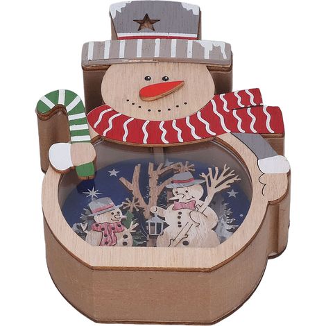 Leuchtender LED-Weihnachtsschmuck aus Holz, der Licht ausstrahlt, Weihnachtsdekoration, Geschenk für Hotelfenster, Schneemann (1/5)