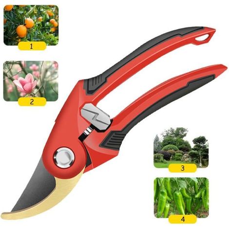 Gartenschere - Höchste Qualität - Ergonomisch - SK5-Stahl - 21,5 cm - Rot