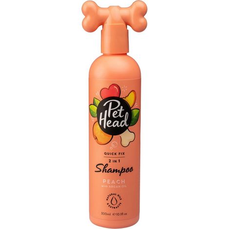 Pet Head Shampoo e Balsamo per cani Quick Fix  Profumo di pesca Nutre e distende il pelo  Ingredienti Naturali e Vegani  Formula delicata per cuccioli  300ml (1/5)