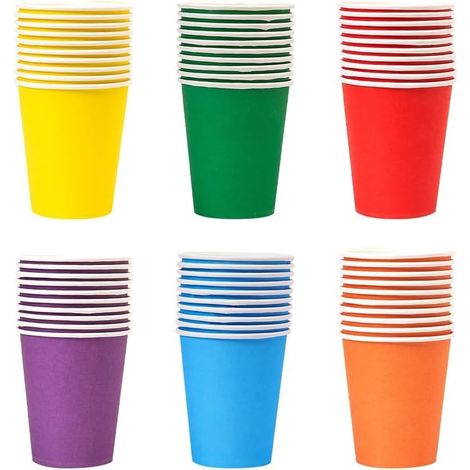 6 Farbe zufällig 60 Stück Pappbecher, 250 ml Mehrfarbig Partybecher Biologisch Abbaubar Einwegbecher für Hochzeit, Kinder DIY, Partybedarf, Kaffee, Tee, Heißen und Kalten Getränken (1/5)