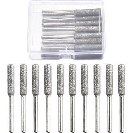 Lot de 10 Limes Diamantées pour Affûtage Chaîne Tronçonneuse 4.8mm 3/16 Poix Haute Dureté Avec Boîte de Rangement Pour Pierre Bijou Bois (1/5)