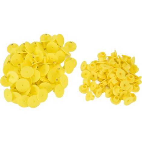 100 étiquettes auriculaires rondes pour animaux, faciles à identifier et à utiliser, numérotées, jaunes. (1/5)