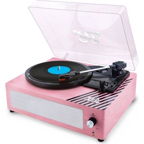 Platine vinyle 3 vitesses - LISCIANIGIOCHI - Lecteur vinyle vintage - Rose - À partir de 12 ans
