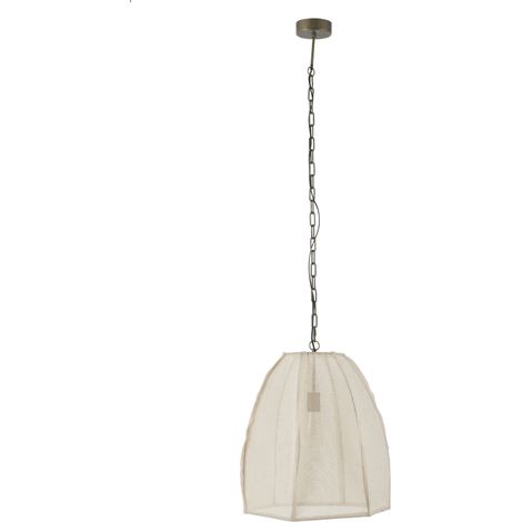 Supension 1 lampe 49x42x161 cm en lin écru et métal (1/4)