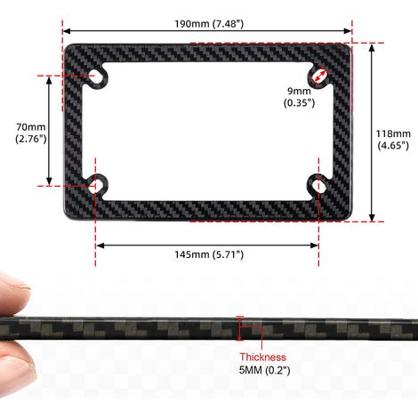Motorcycle license plate frame carbon fiber license plate frame dry carbon electric vehicle US standard license plate frame real carbon modification products - carbon fiber - single pack