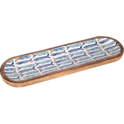 Plateau à poissons en bois et résine, décoratif et moderne, style nautique (1/3)