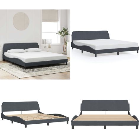 Bettgestell ohne Matratze Dunkelgrau 180x200 cm Samt - Samtbett - Doppelbett - Boxspringbetten - Bettsofa - Lattenrost - Home & Living