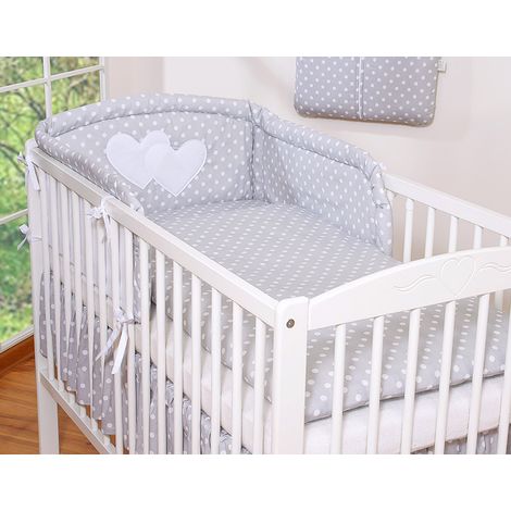 Set di biancheria da letto in 2 pezzi 120x90 - Cuori, pois bianchi su sfondo grigio (1/5)