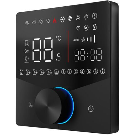 Panneau de commande de climatisation à 2 tuyaux écran tactile affichage numérique contrôleur Central de CVC 5 + 2 6 périodes programmables noir (1/4)