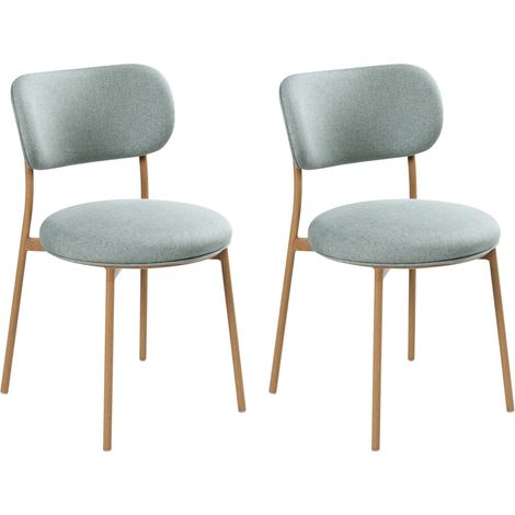Set of 2 Dining Chairs Mint Green Polyester Seats Armless Metal Legs for Dining Room Kitchen CASEY (1/5)