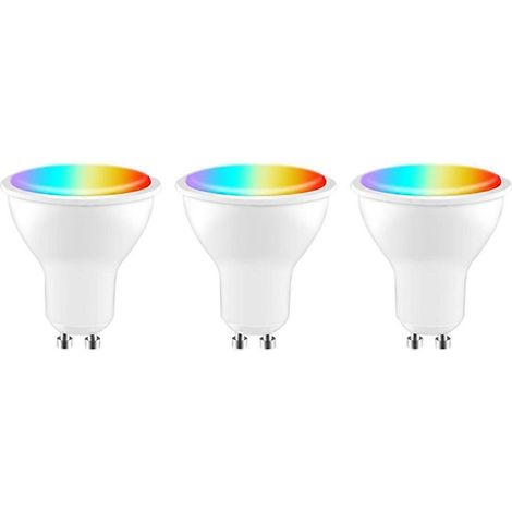 Ampoule LED intelligente Tuya GU10, intensité variable, 5 W, AC200-240 V, Wi-Fi + Bluetooth, compatible avec l'application Smart Life, Alexa et Google Home (lot de 3). (1/5)