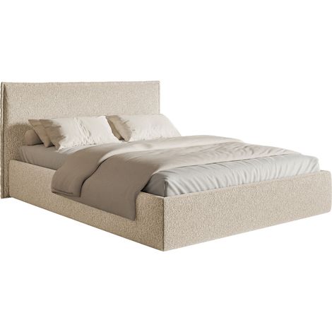 Selsey Softie Slim – Polsterbett 140×200 mit Bettkasten und Lattenrost, Chenille, hellbeige