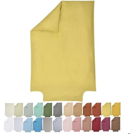 Housse de couette bébé - PTIT BASILE - 80x120 cm - Coton bio 57 fils - Jaune or - Finition bouteille