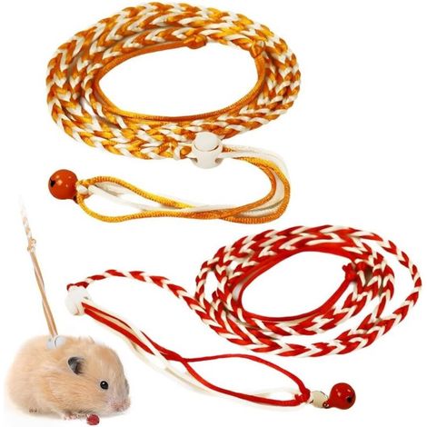 2Pcs Guinea Pig Harness for Hamster Nylon Pet Leash Walking Rope with Bell-2M