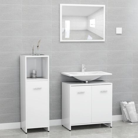 Ensemble de meubles de salle de bain 3pcs Blanc Bois ingénierie vidaXL (1/5)