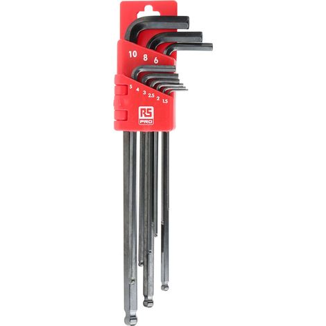 Jeu de clés Allen en L RS PRO 1.5mm Métrique Tête sphérique 9 pièces , Bras Extra longues ( Prix pour 1 ) (1/3)