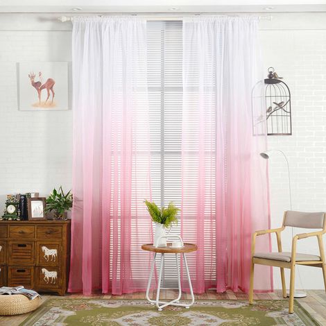 Rideau à œillets dégradé rose pour fenêtre, chambre ou balcon (1/5)