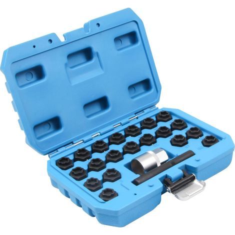 Jeu de douilles antivol de roue 22 pièces – Acier allié robuste – Pour écrous de roue VW et Audi – Kit de retrait clé de verrouillage - 22Pcs (1/5)