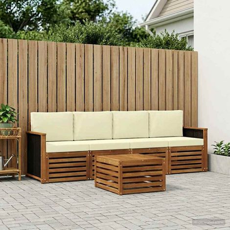 vidaXL Outdoor-Sofagarnitur 5 pcs Natur und Creme Massivholz Akazie (1/5)