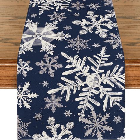 [NON UTILIZZATO] Runner da tavolo rosso con motivo pupazzo di neve e uccello - Lavabile - Moderno - Inverno - Cucina - Tavolo da pranzo - Decorazione 40 x 140 cm, STILE 3 (1/5)