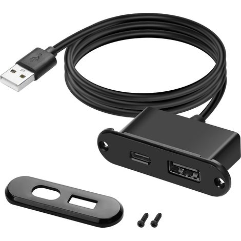 USB Prise d'alimentation de Bureau 5V / 2A USB Type-A/Type-C Port de Charge intégré Chargeur de Bureau de téléphone Portable Station de Charge de Bureau de canapé - 1.2m / 3.9ft (1/5)