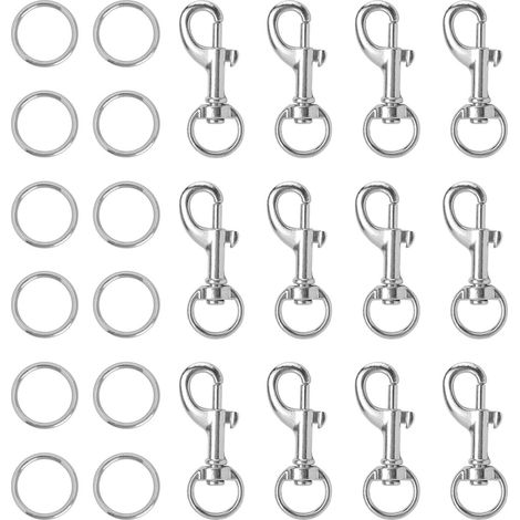 Lot de 12 mousquetons de laisse pour chien avec 12 anneaux en O, mousqueton à 360° avec articulation rotative, porte-clés - Mousqueton pour laisse de chien, mousqueton de sécurité pour collier de (1/5)
